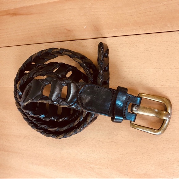 Handmade Link Breaded Black Genuine Leather Buckle Belt Unisex OS Fits All - Picture 4 of 5